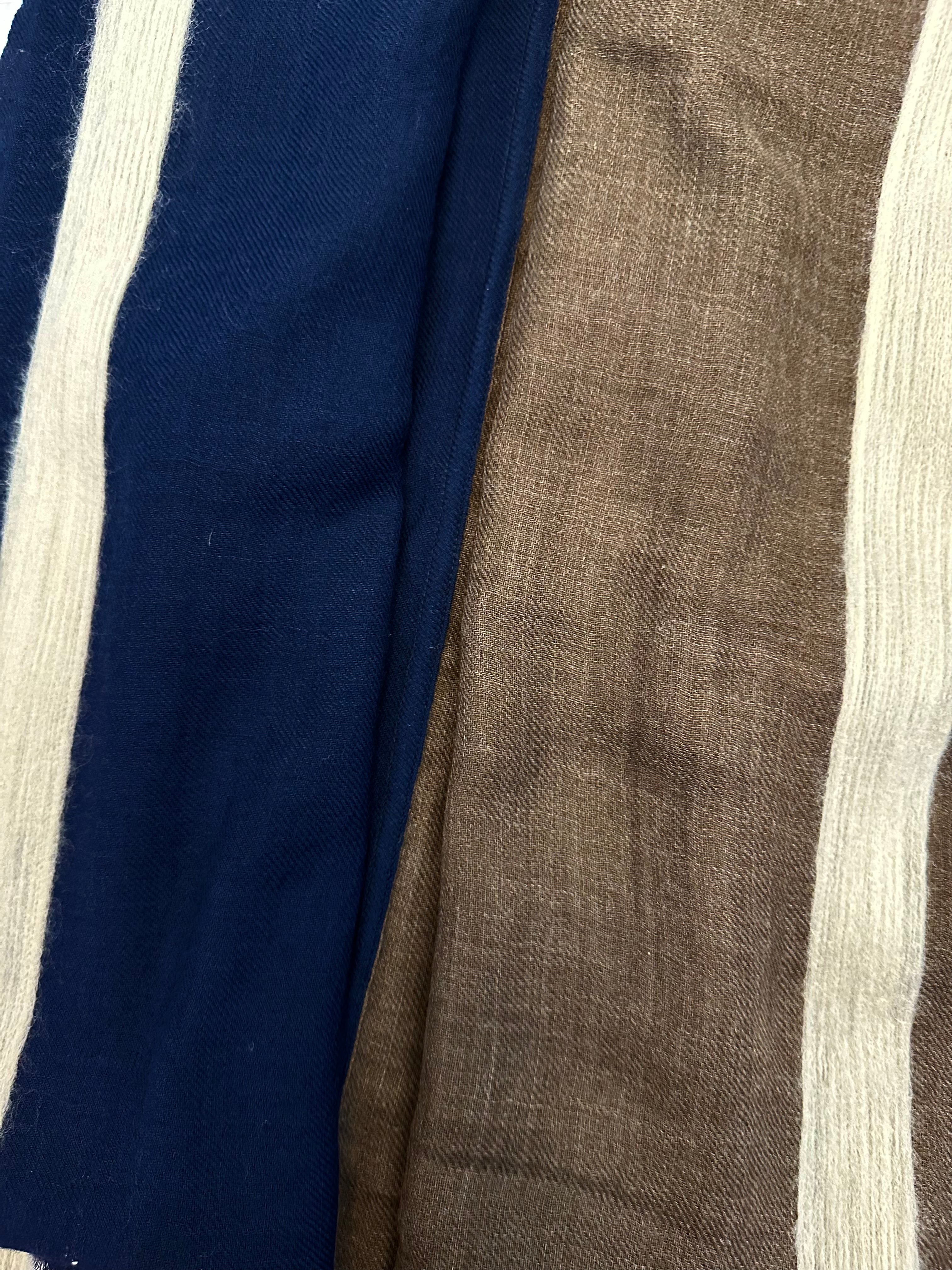 Sciarpa lana doppio colore agugliata moro blu Franco Bassi