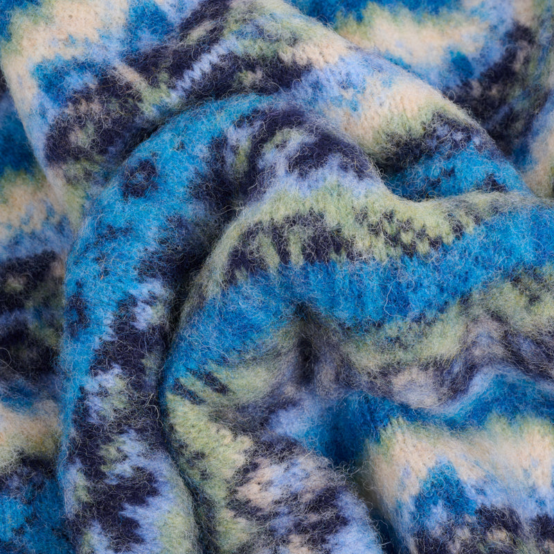 Girocollo brushed shetland Fairisle All Over New Navy Monsieur