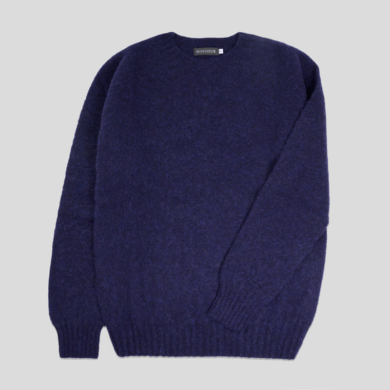 Girocollo raglan brushed shetland Starnight Blue Monsieur