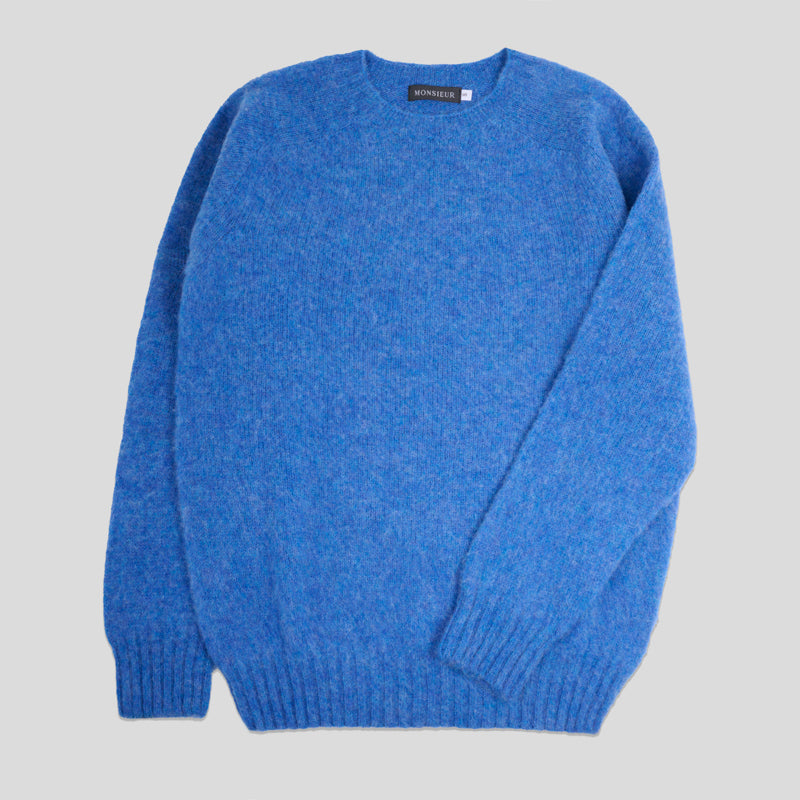 Girocollo raglan brushed shetland Blue Toon Monsieur