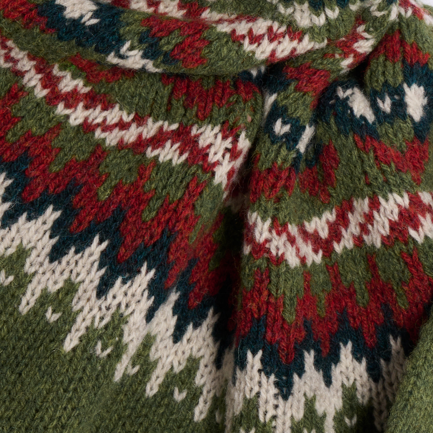 Girocollo Fairisle Yoke Chunky british wool verde Monsieur