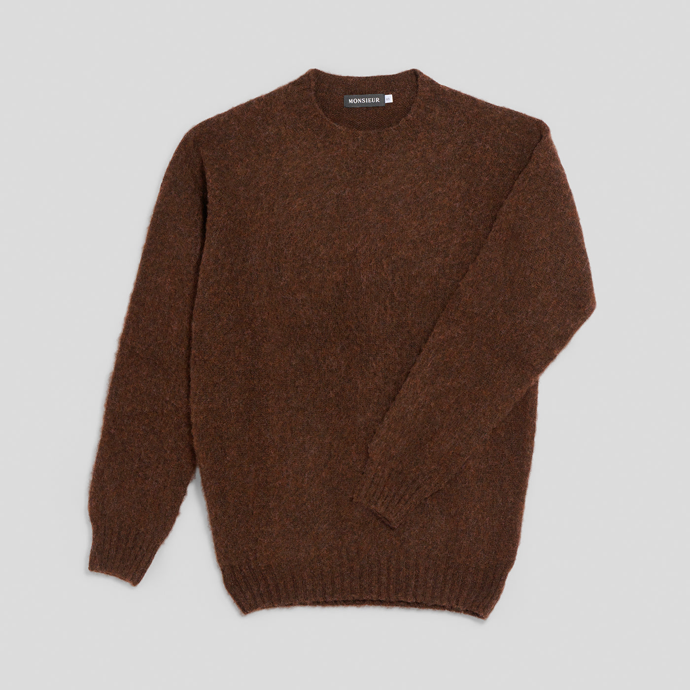 Girocollo raglan brushed shetland marron Monsieur