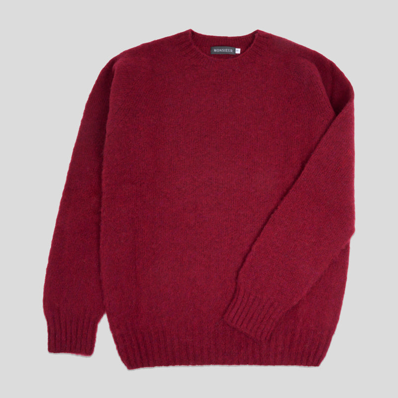 Girocollo raglan brushed shetland Bordeaux Mix Monsieur