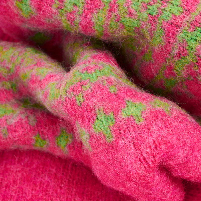 Girocollo raglan brushed shetland fair isle yoke Carnation Garden leaf Monsieur