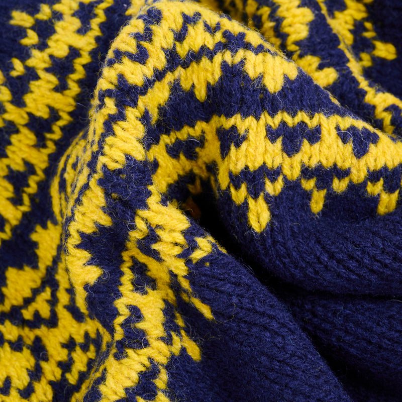 Girocollo raglan shetland fair isle yoke new navy gorse flower Monsieur