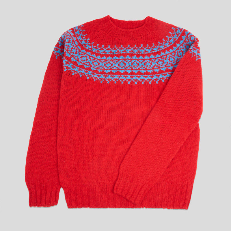 Girocollo raglan shetland fair isle yoke Tudor Pennan Bay Monsieur