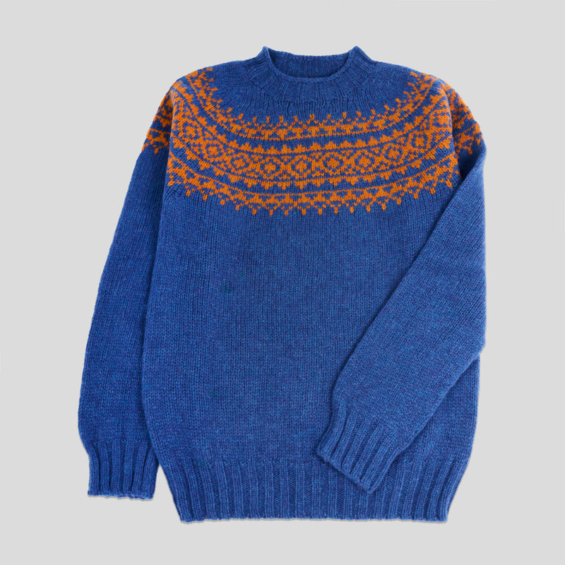 Girocollo raglan shetland fair isle yoke Ocean Forse Autumn Monsieur