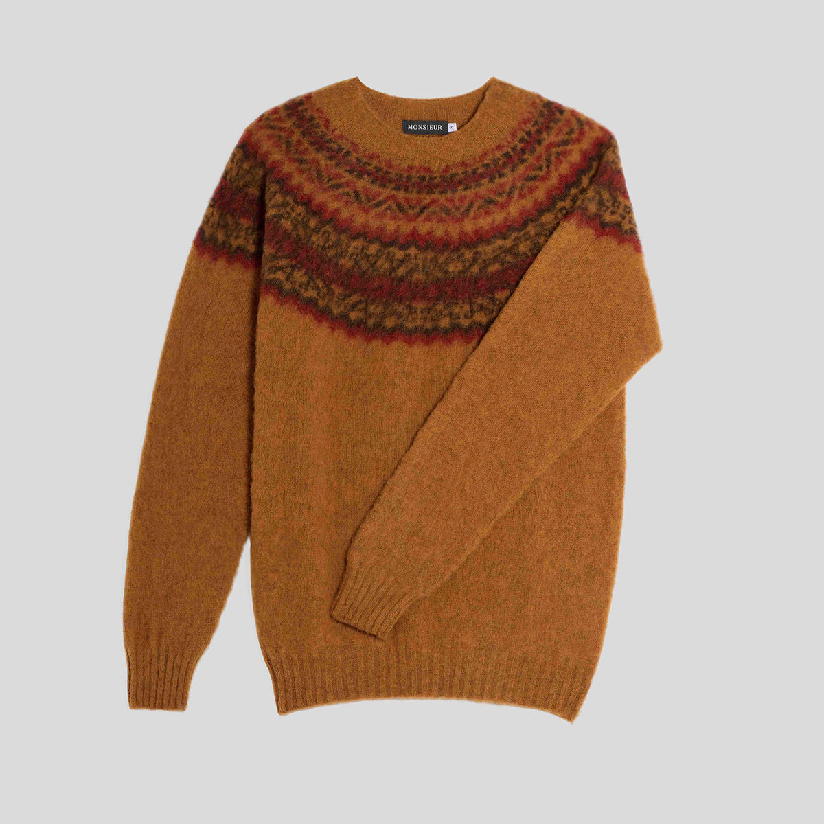 Girocollo brushed shetland fair isle yoke Amber Monsieur