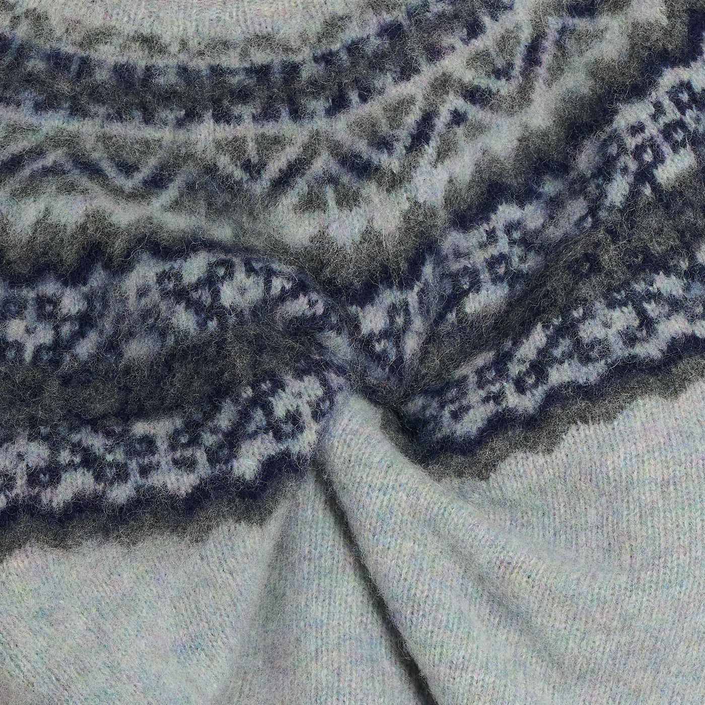 Girocollo brushed shetland fair isle yoke Sea Glass Monsieur