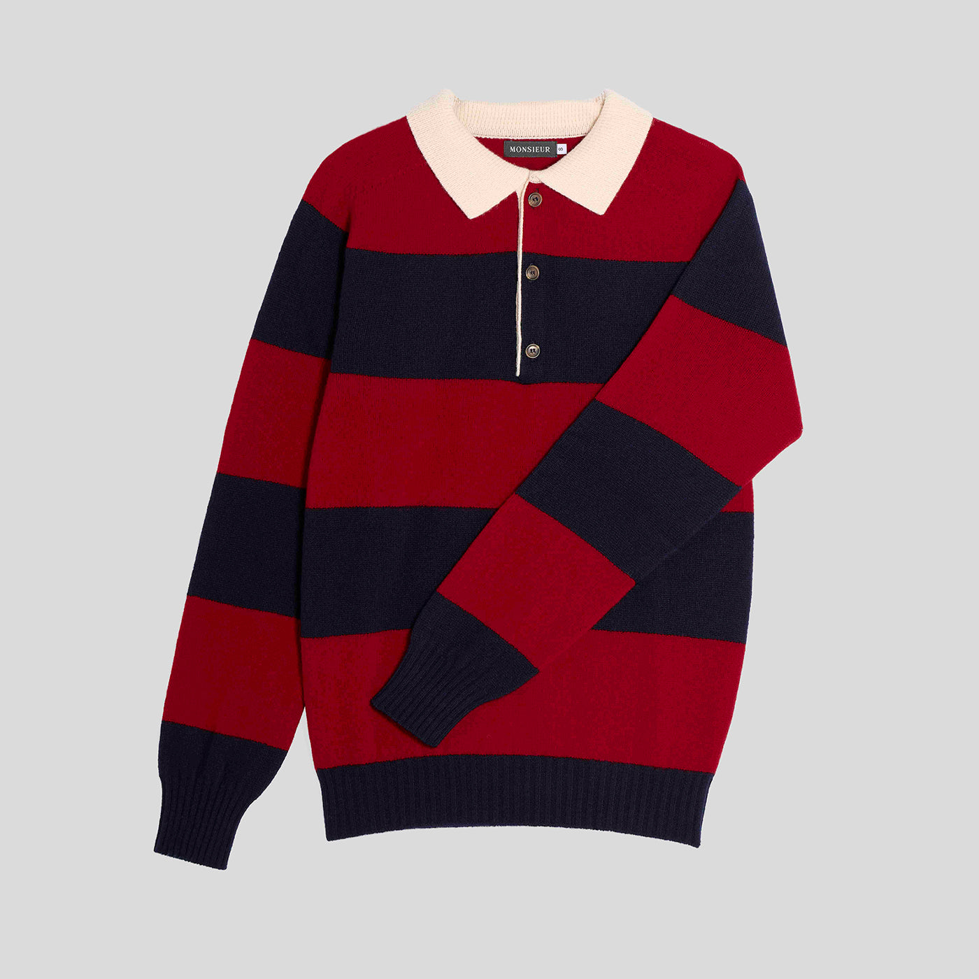 Polo rugby supersoft 2ply lambswool rossa blu Monsieur