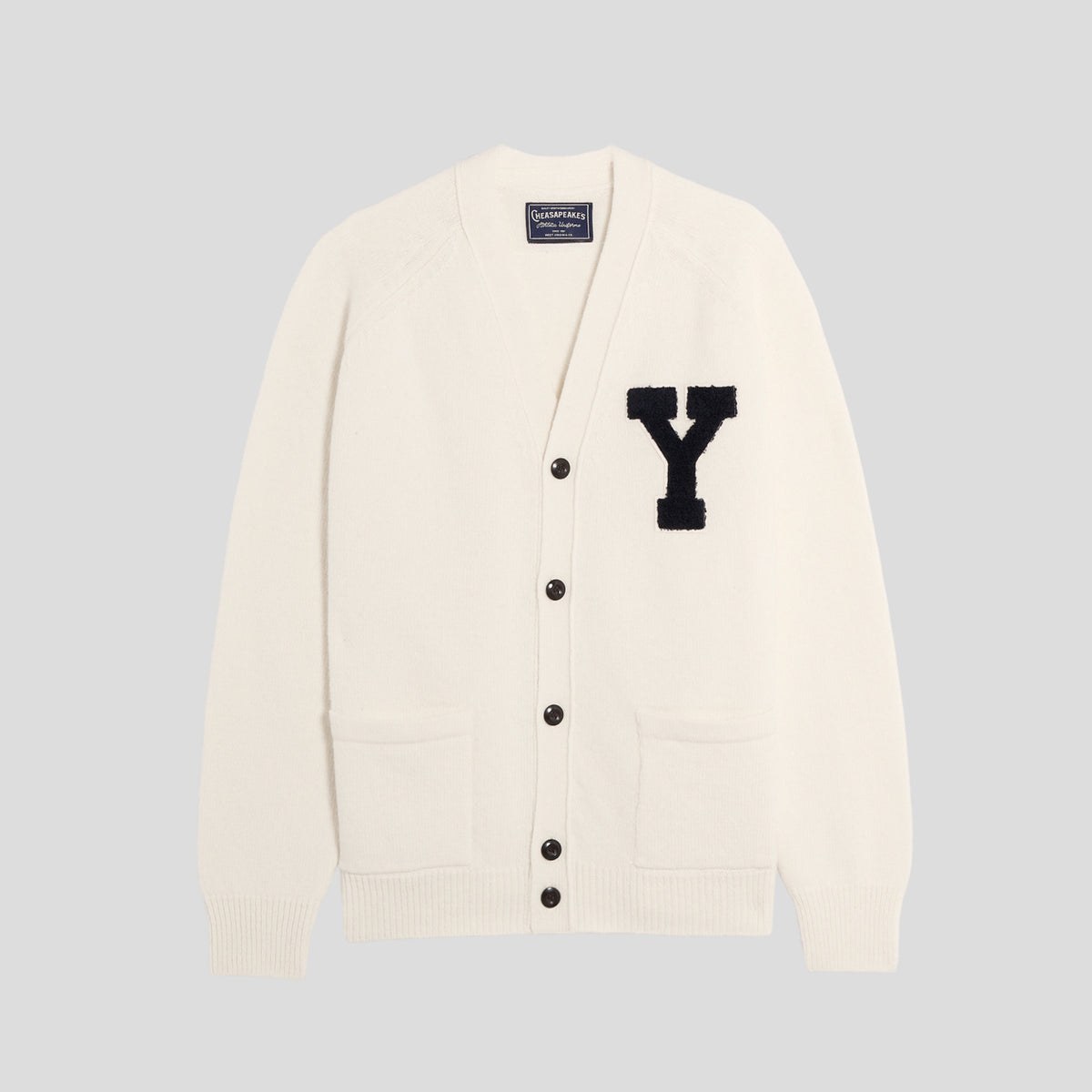 Cardigan lana Varsity Yale ecru Chesapeake's