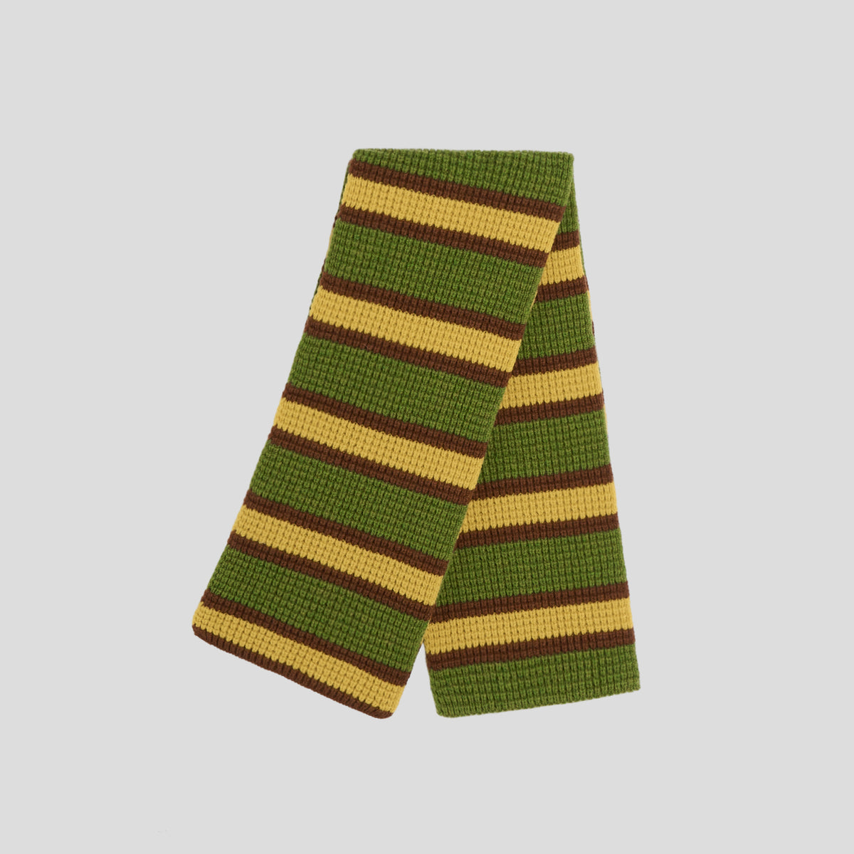 Sciarpa lambswool modern stripe verde gialla marrone Robert Mackie