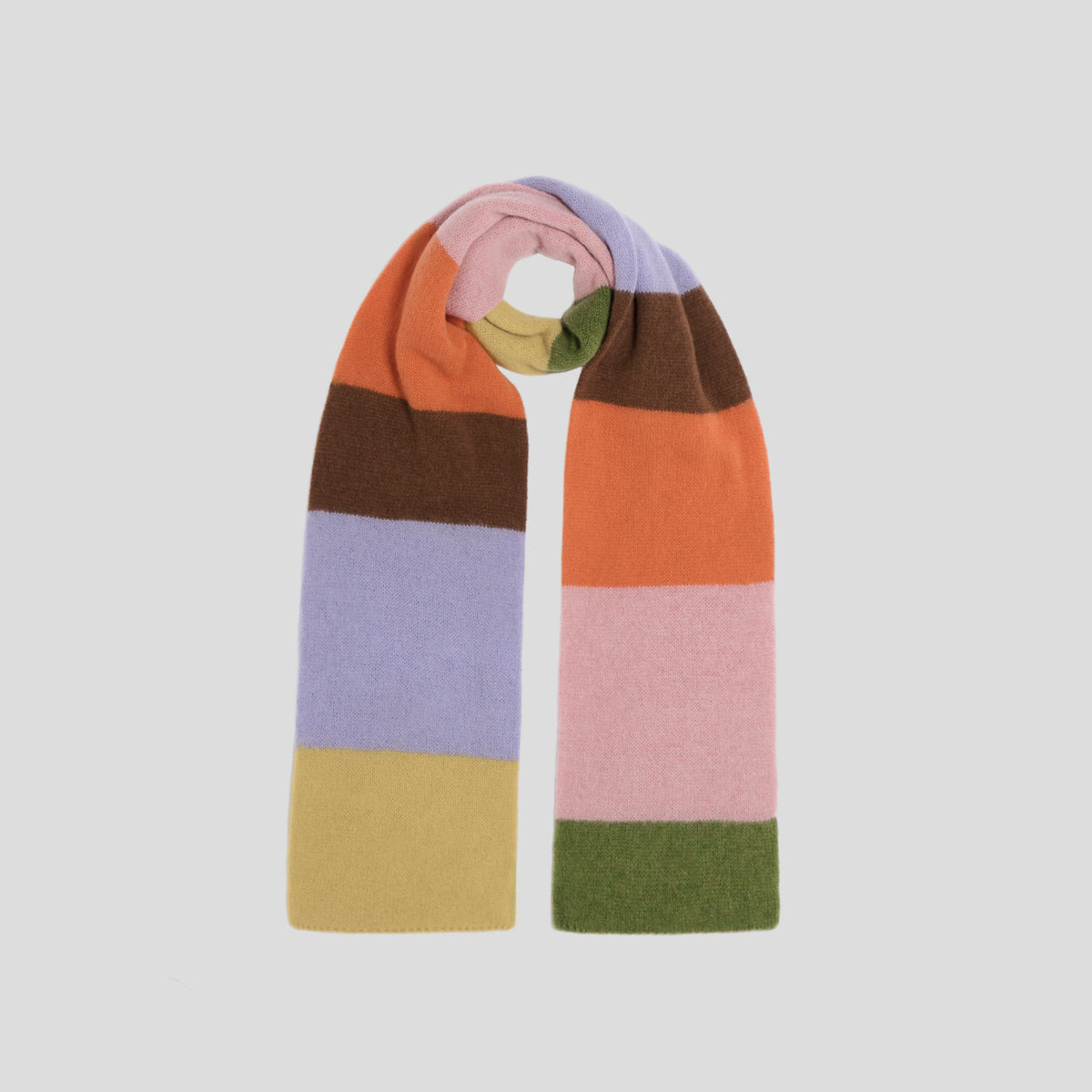 Sciarpa lambswool rigata lilla rosa arancione marrone Robert Mackie