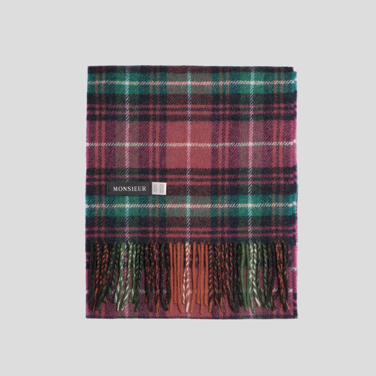 Sciarpa lambswool check fucsia verde Monsieur