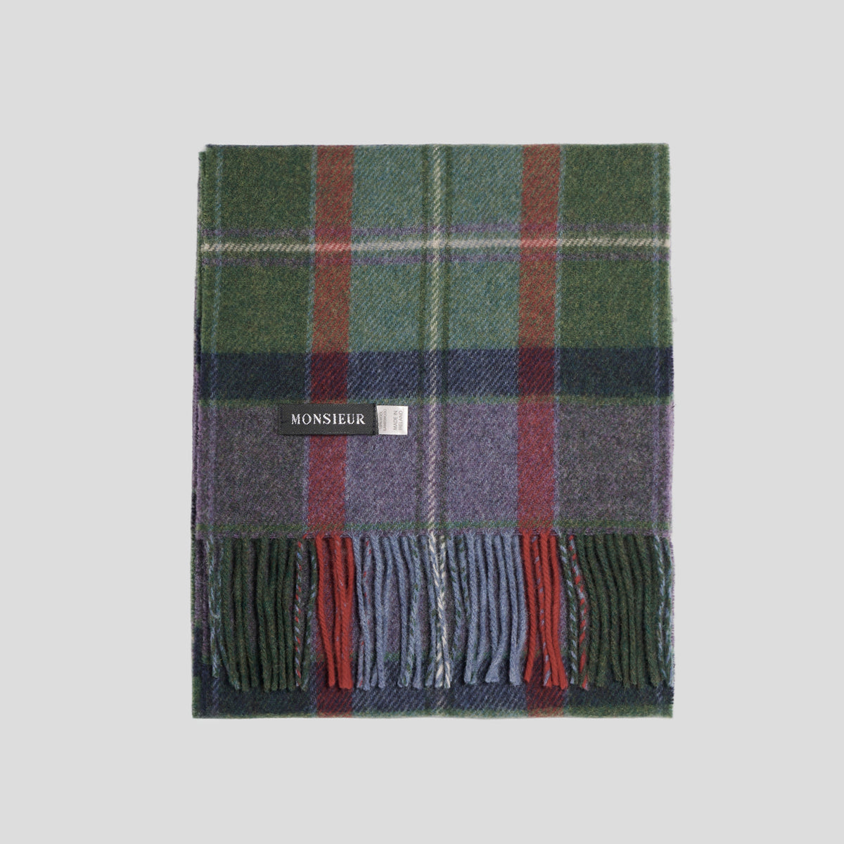 Sciarpa lambswool check lilla rosso verde Monsieur