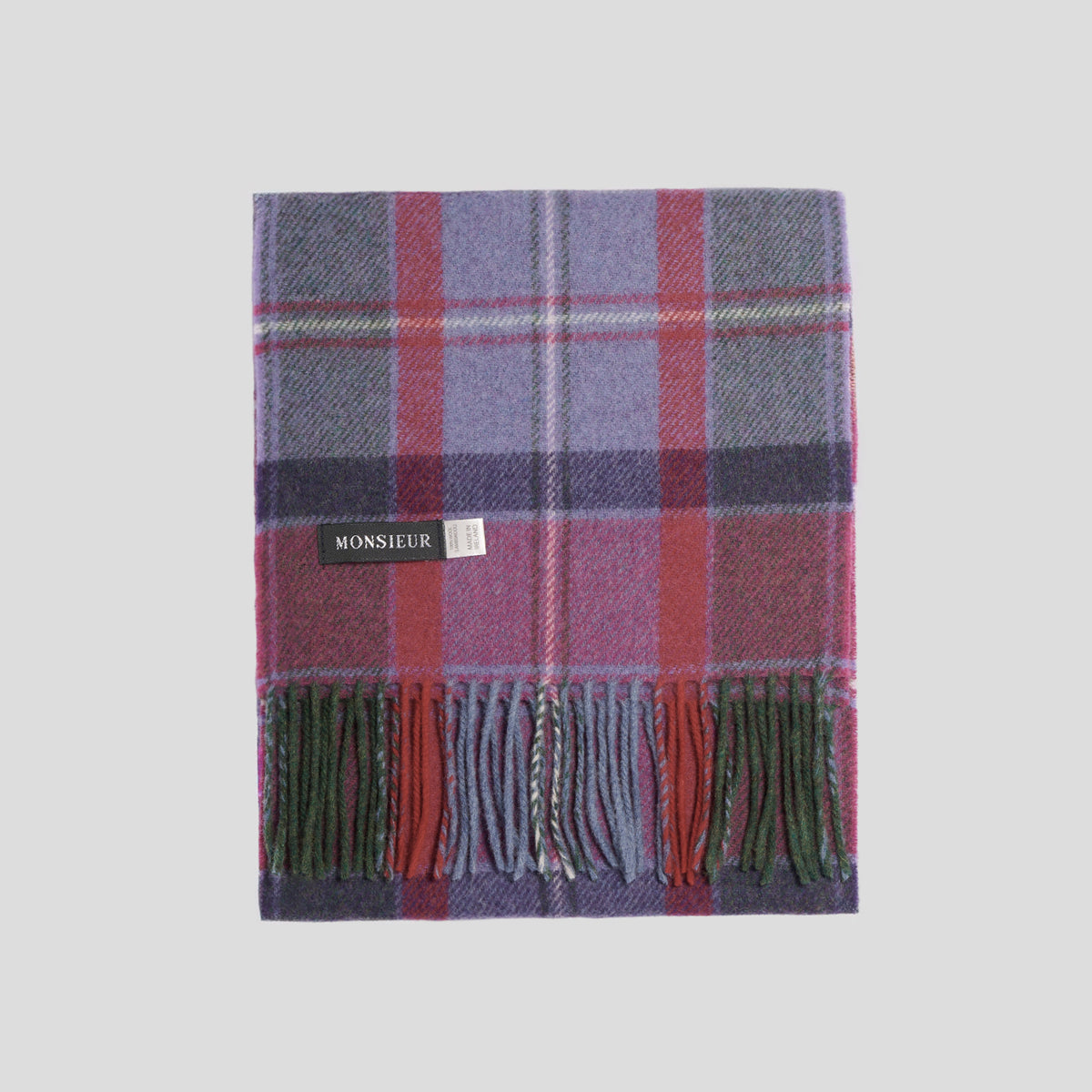 Sciarpa lambswool check viola rosso verde Monsieur