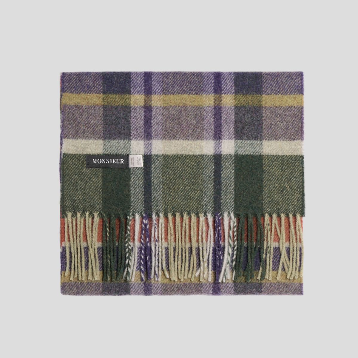 Sciarpa lambswool check viola beige arancio verde Monsieur