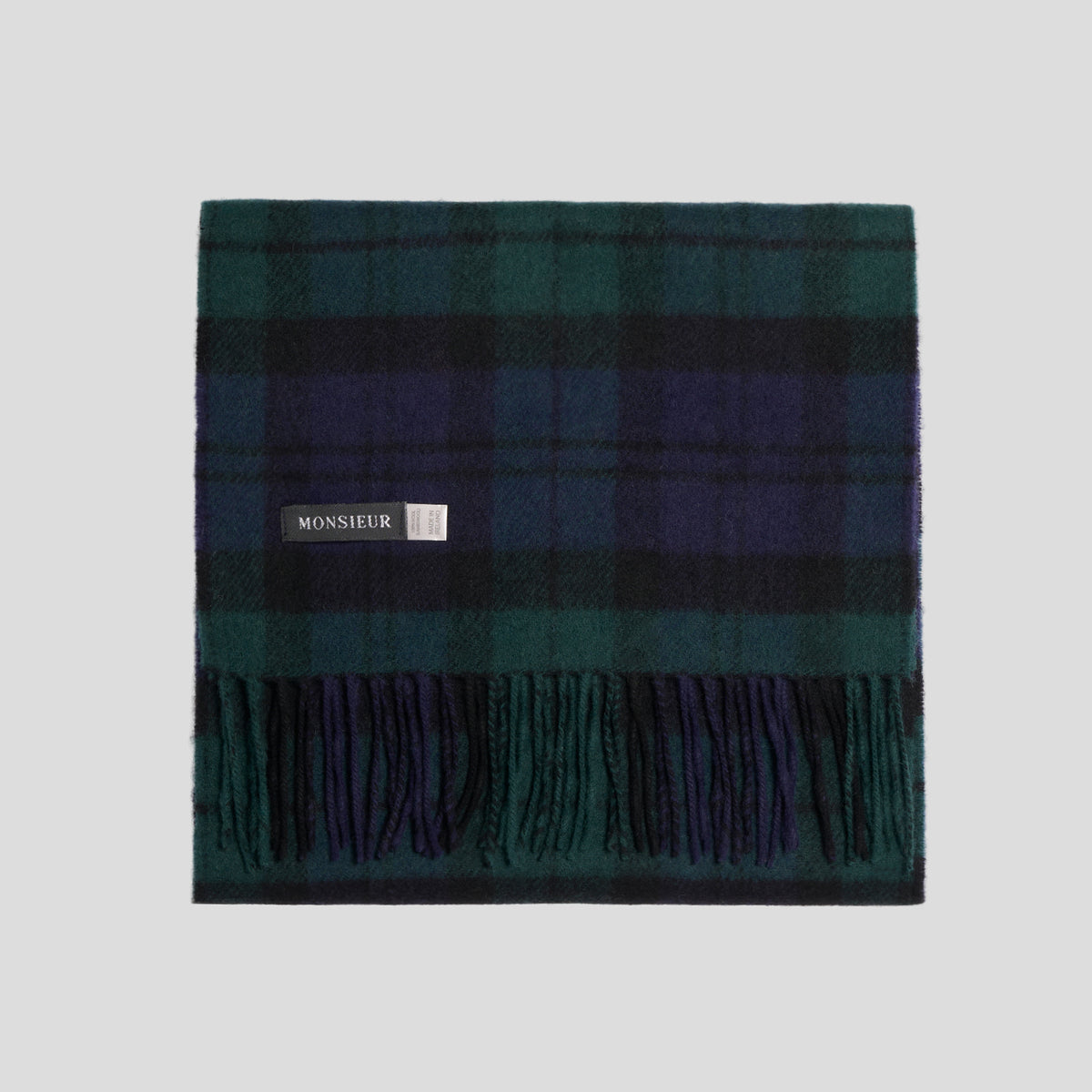 Sciarpa lambswool check navy verde Monsieur