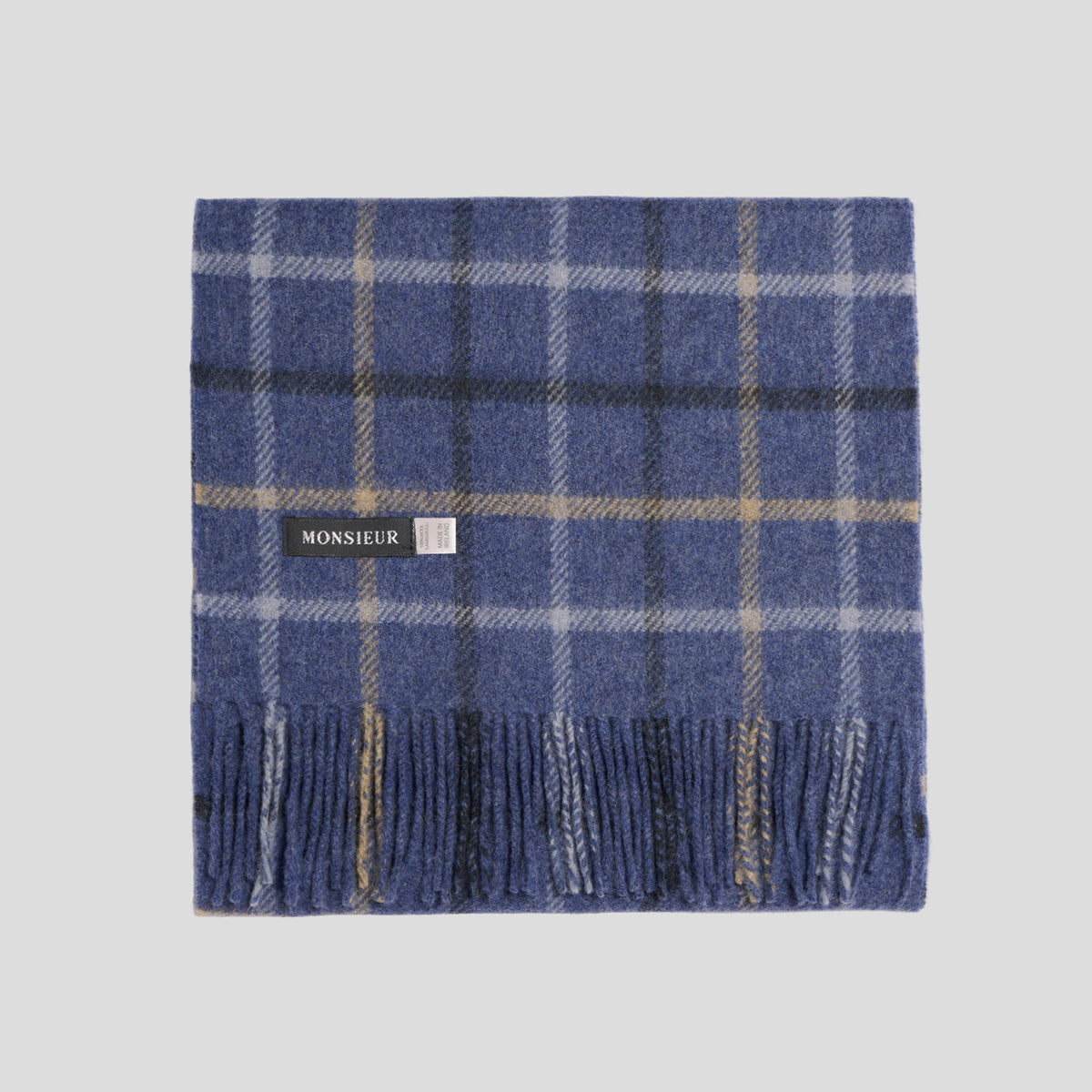 Sciarpa lambswool check avio grigia gialla Monsieur