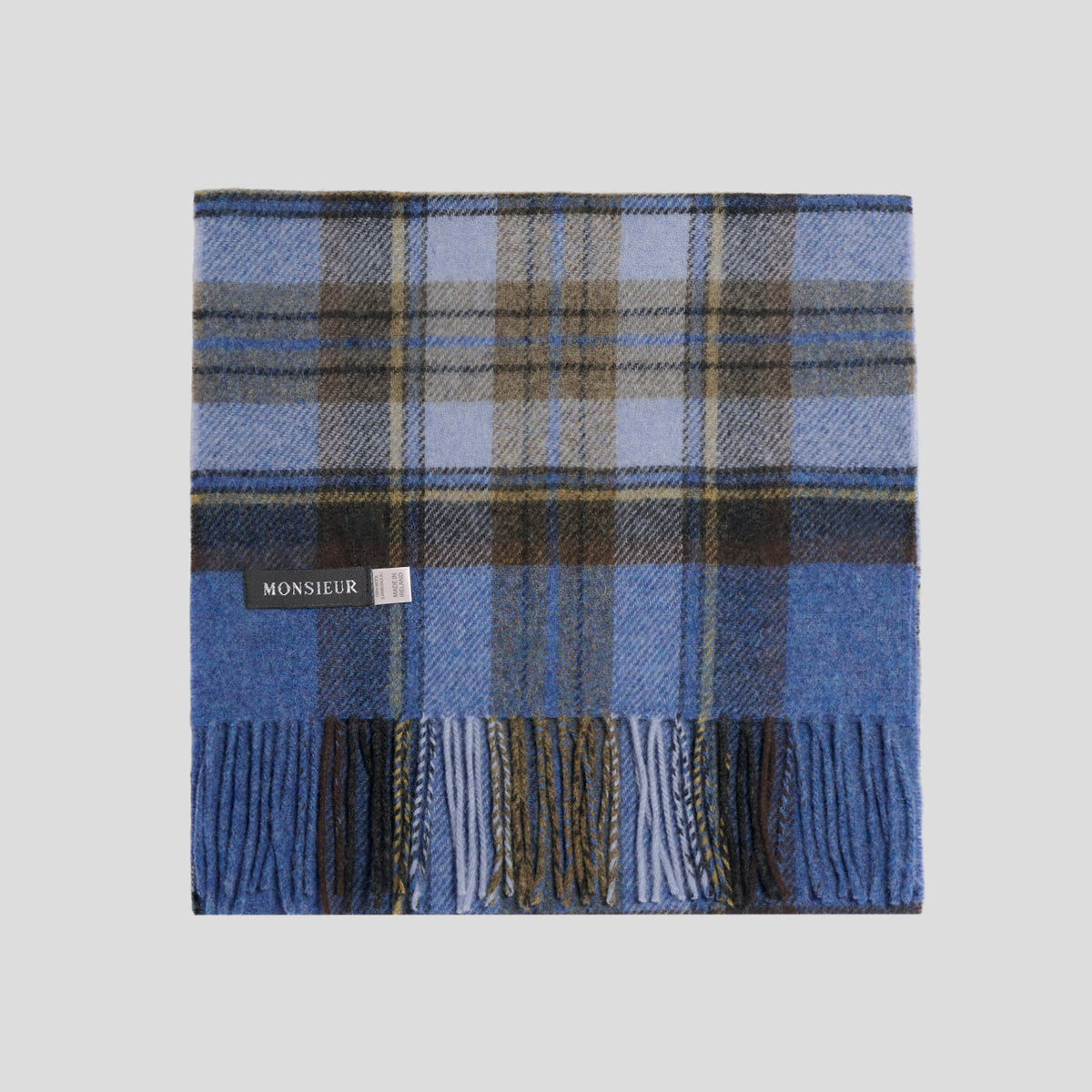 Sciarpa lambswool check blu moro light blue Monsieur