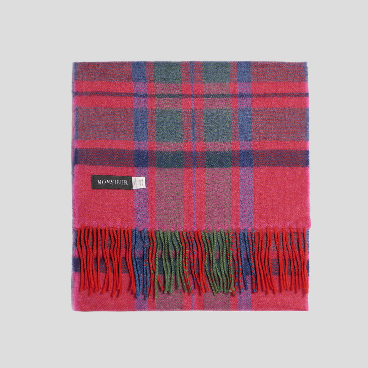 Sciarpa check luxury wool fucsia verde blu Monsieur
