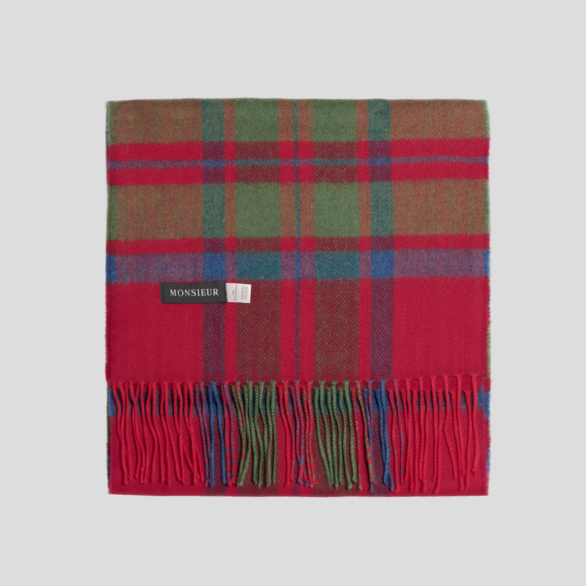 Sciarpa check luxury wool rossa verde royal blue Monsieur