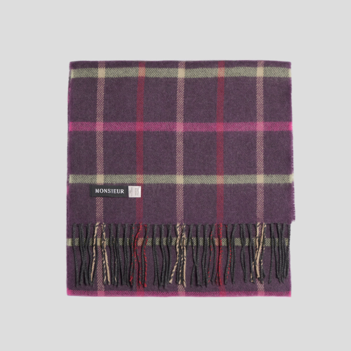 Sciarpa check luxury wool viola fucsia gialla Monsieur