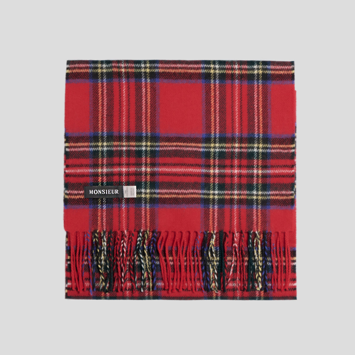 Sciarpa check luxury wool rossa nera royal blue Monsieur