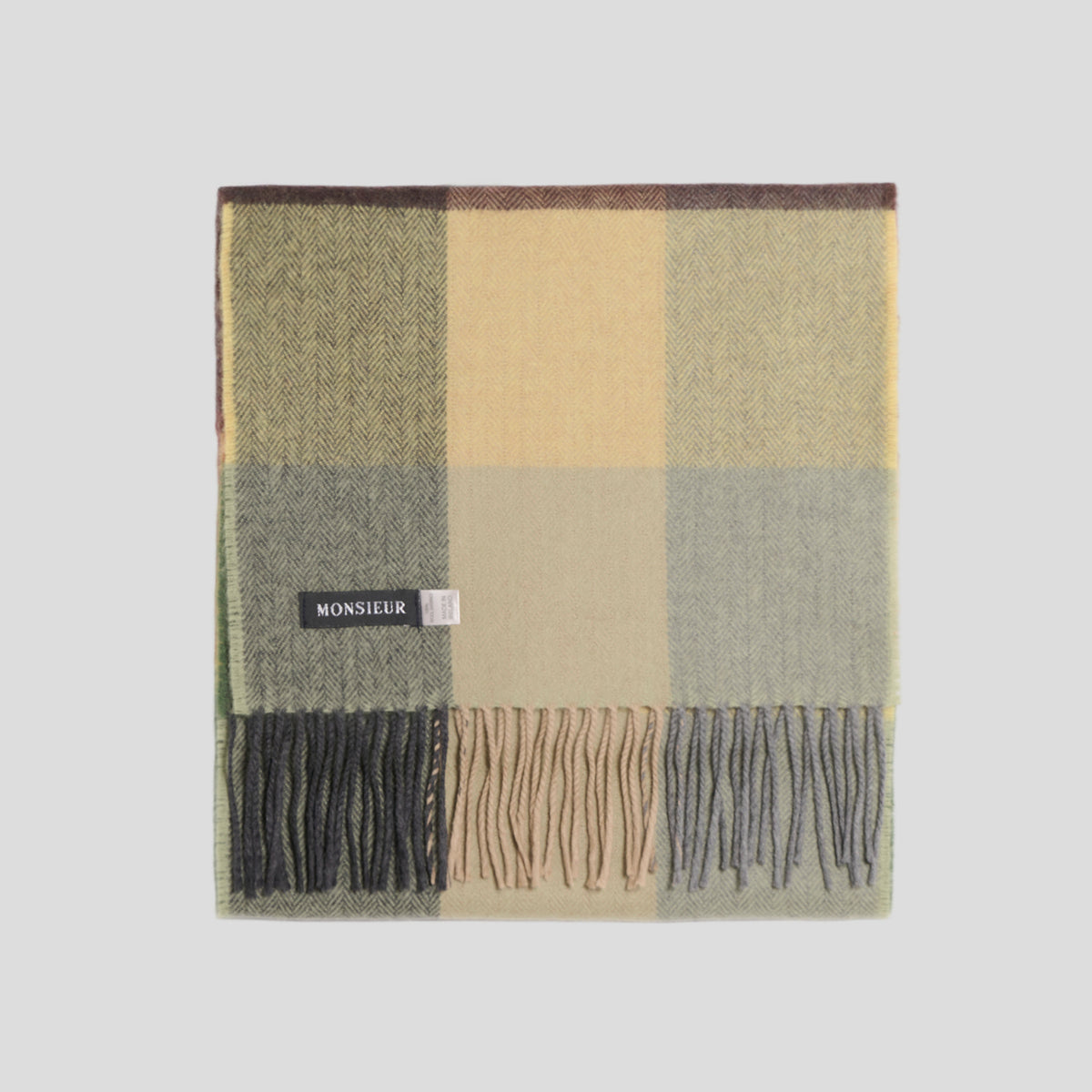 Sciarpa check luxury wool gialla moro arancio verde Monsieur