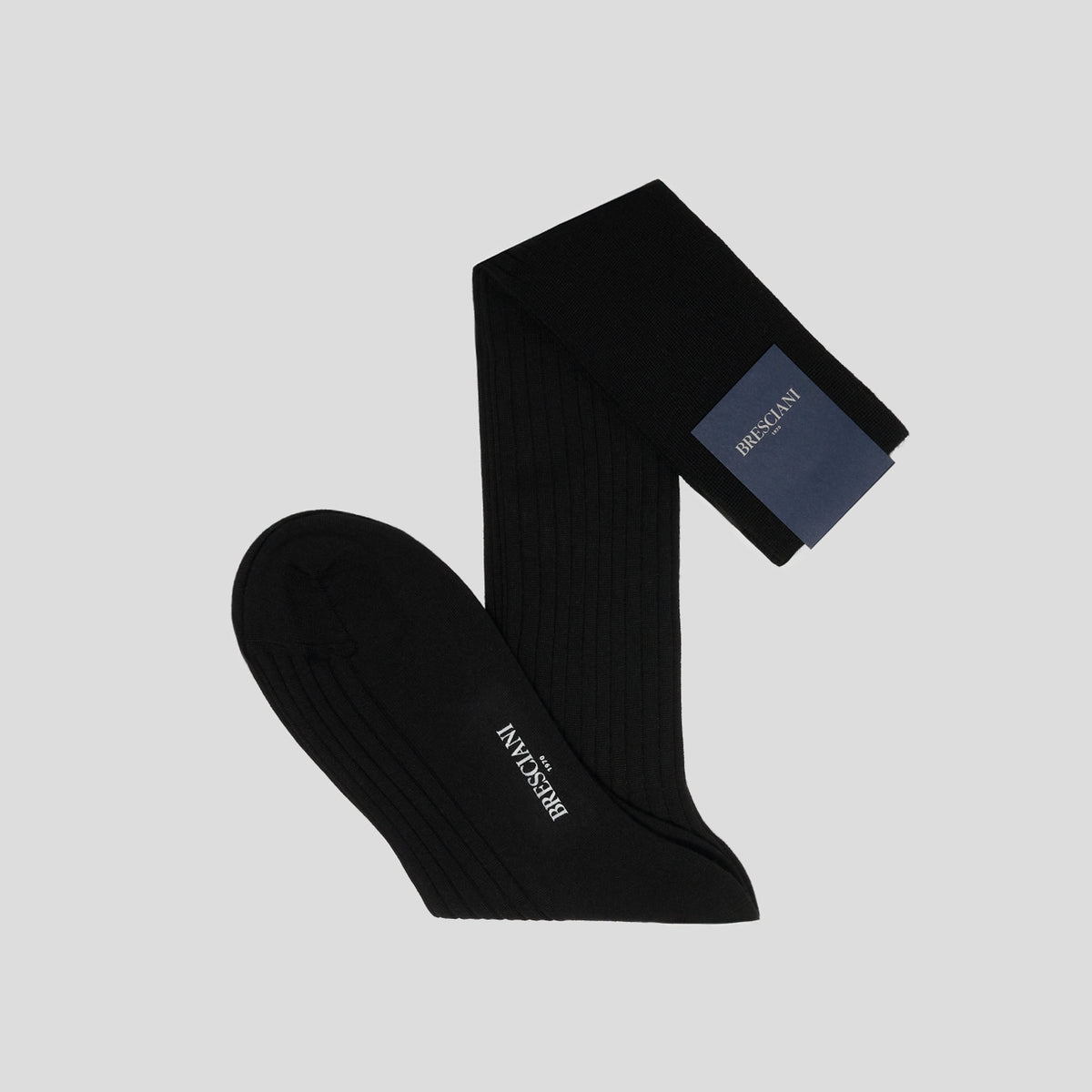 Calze cashmere seta  tinta unita nero Bresciani
