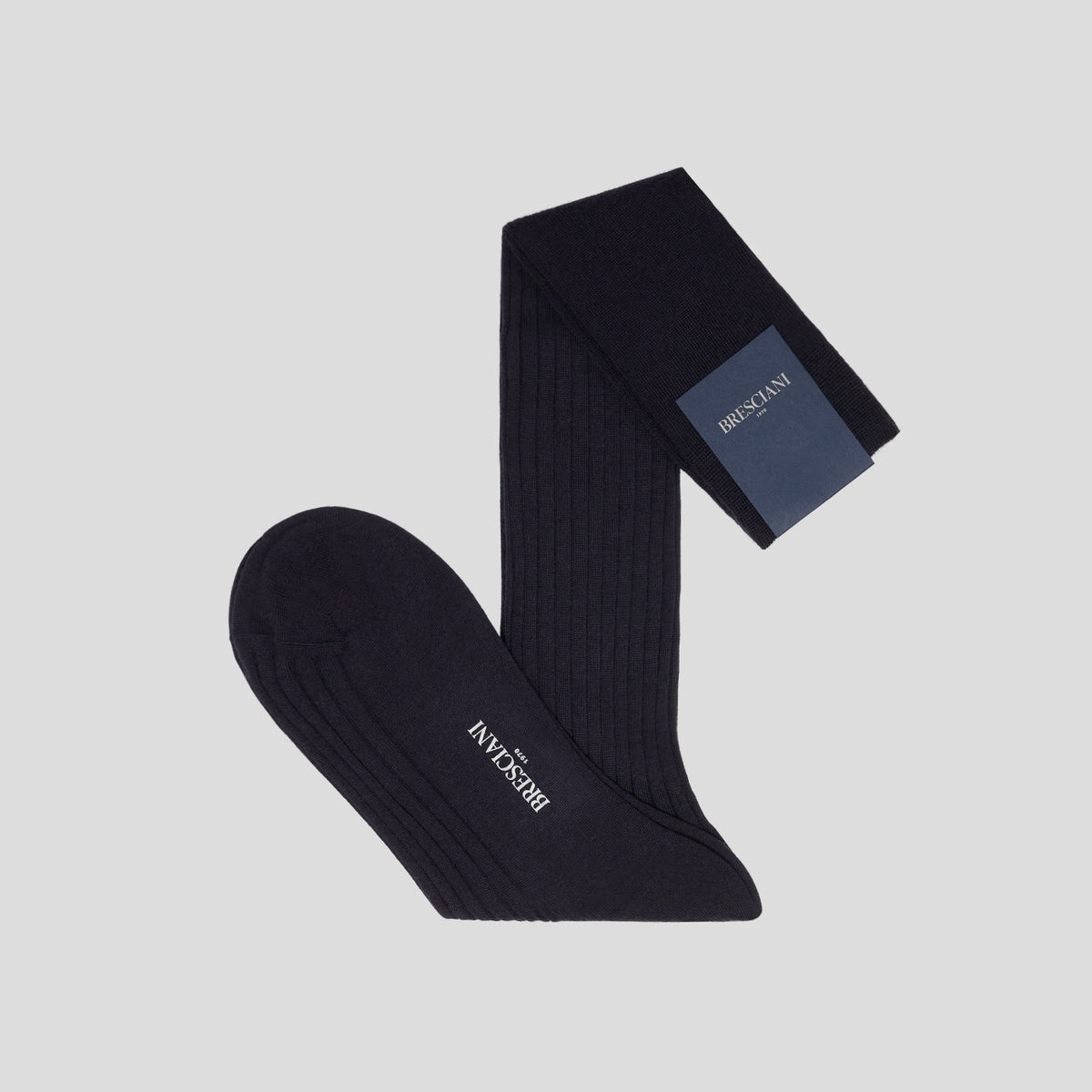Calze cashmere seta  tinta unita blu Bresciani