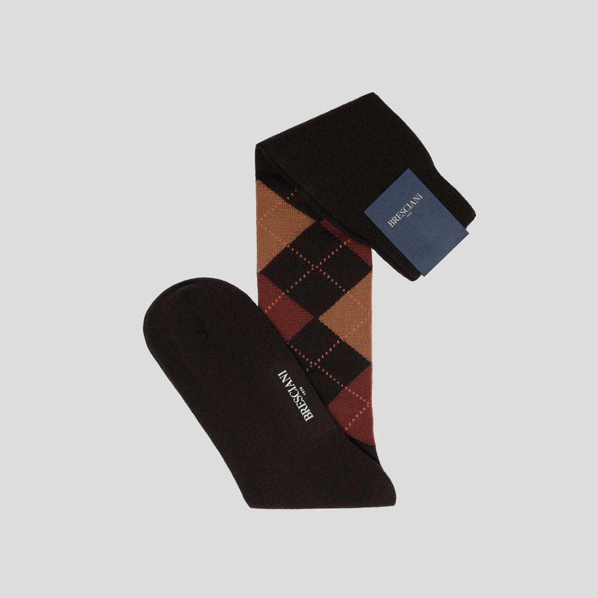 Calze lana argyle caffè Bresciani