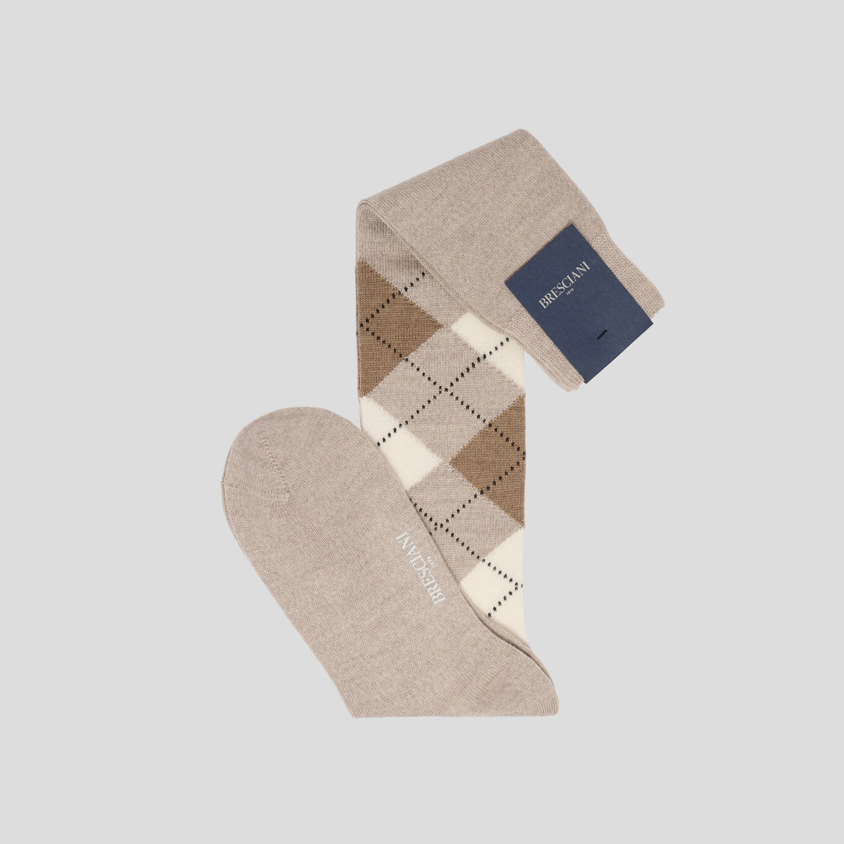 Calze lana argyle brown Bresciani