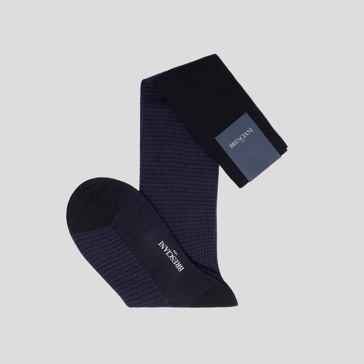 Calze lana pied de poule blu bluette Bresciani