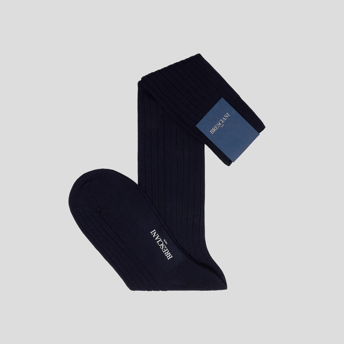 Calze cotone medio peso tinta unita blu Bresciani