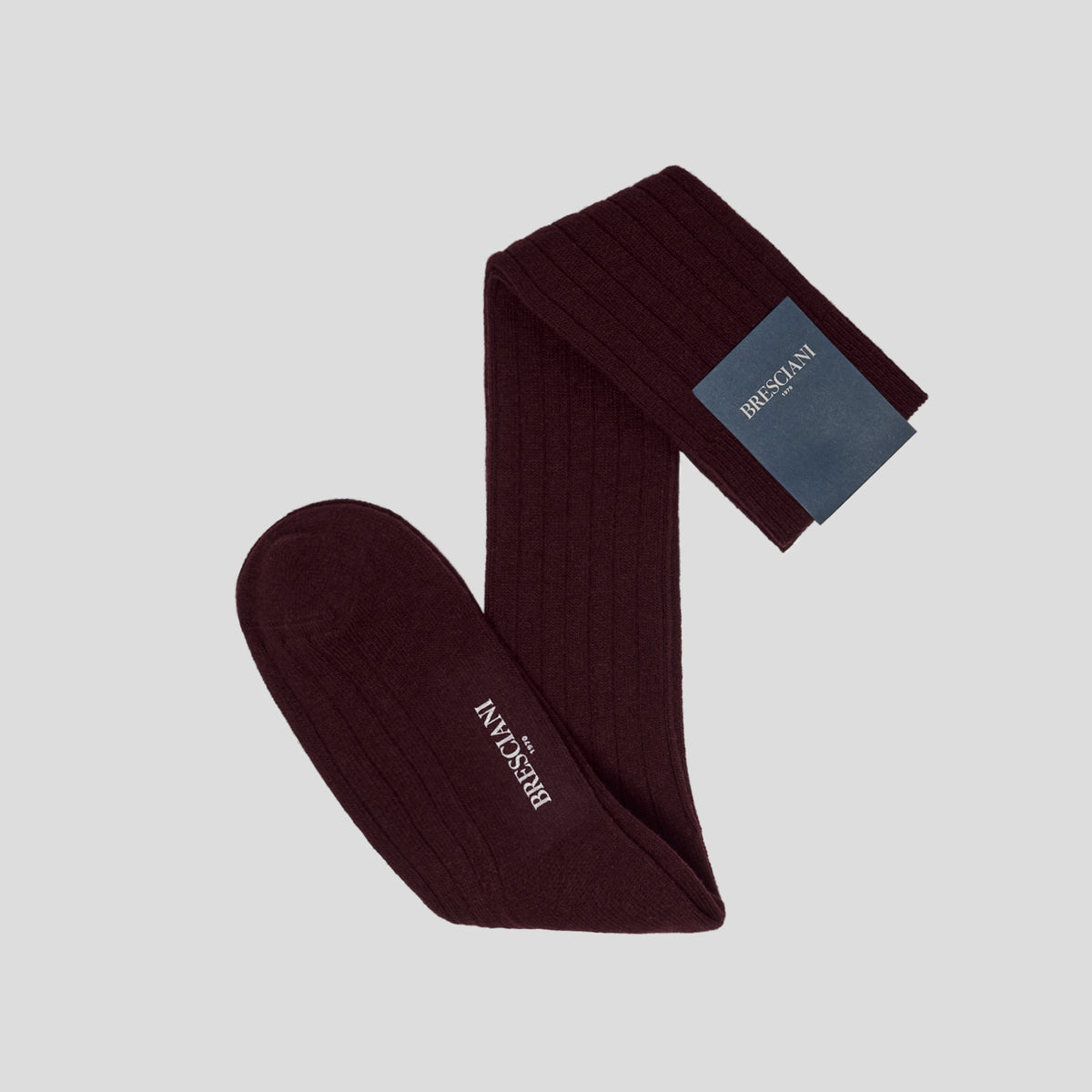 Calze lana e cashmere tinta unita bordeaux Bresciani