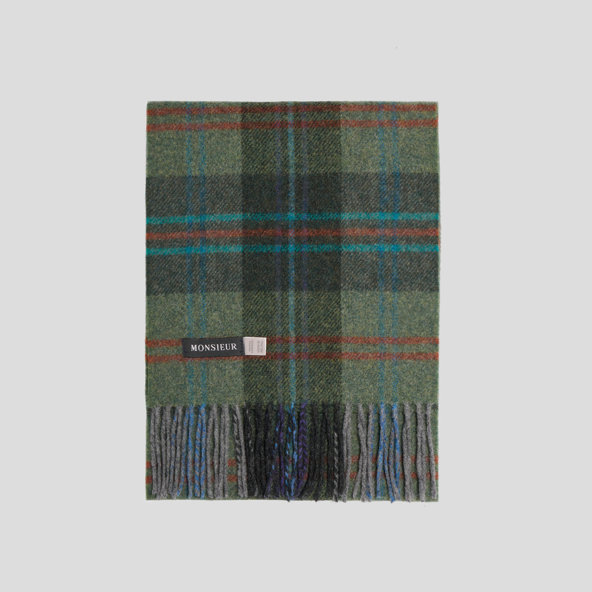 Sciarpa lambswool check verde turchese rossa Monsieur