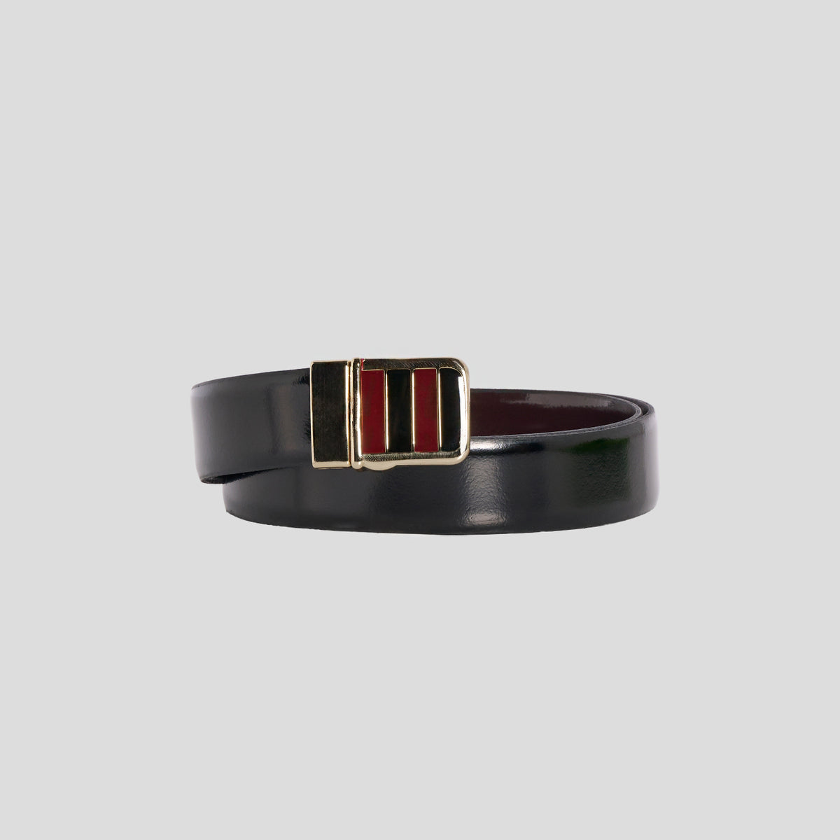 Cintura pelle nera fibbia geometrica Monsieur