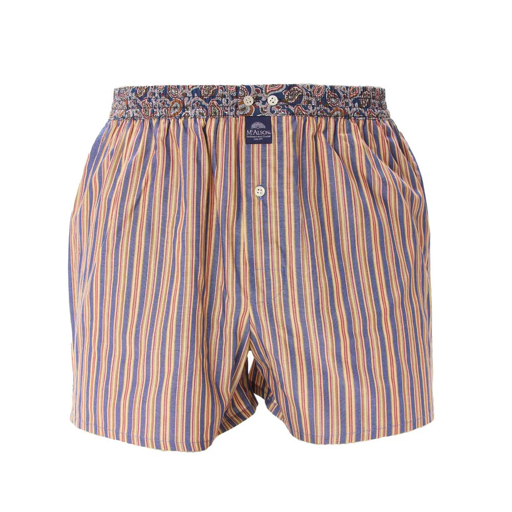 Boxer rigato navy giallo bordeaux McAlson