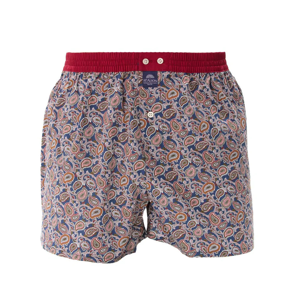 Boxer paisley navy burgundy McAlson
