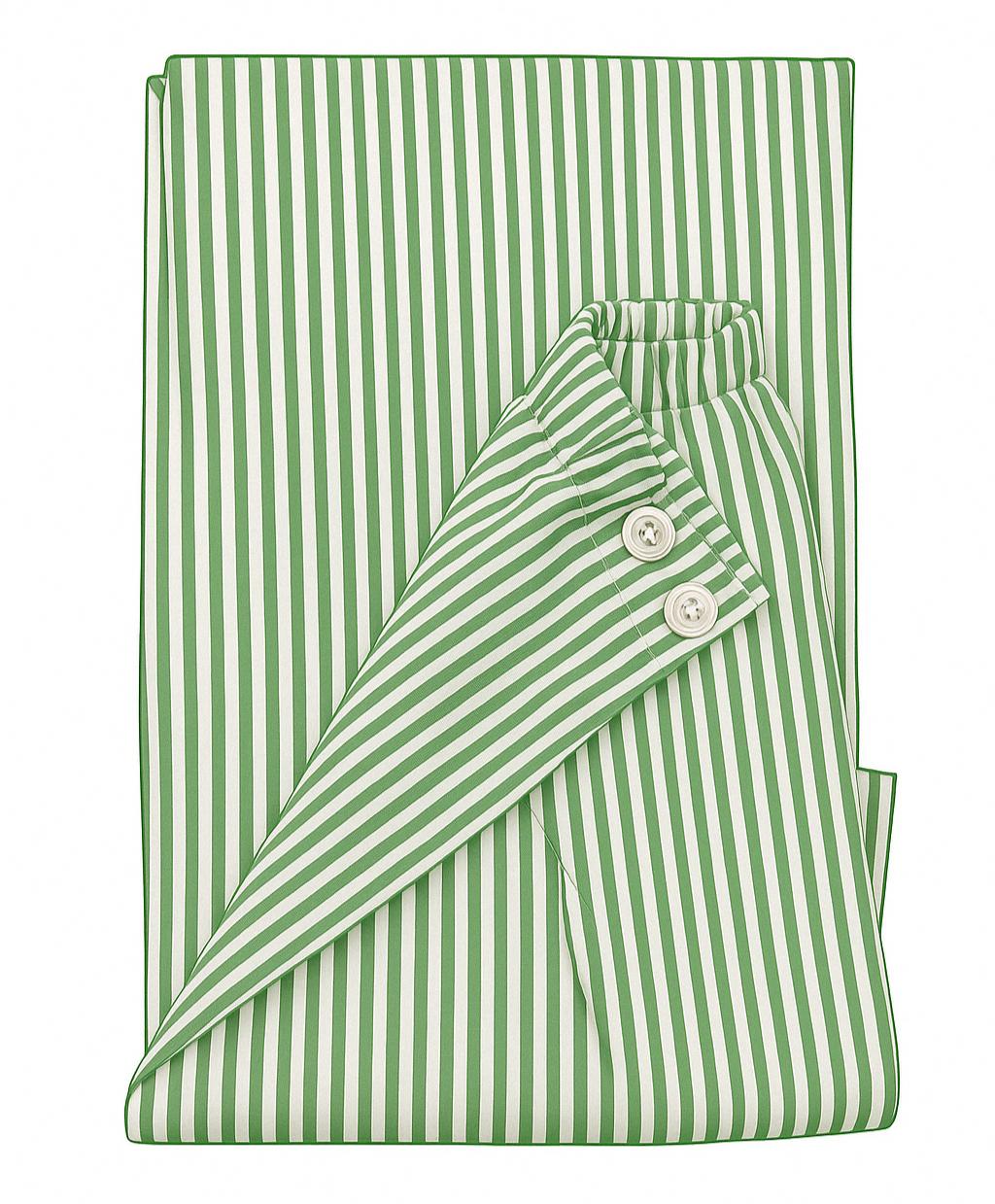 Pigiama lungo cotone rigato verde bianco Monsieur