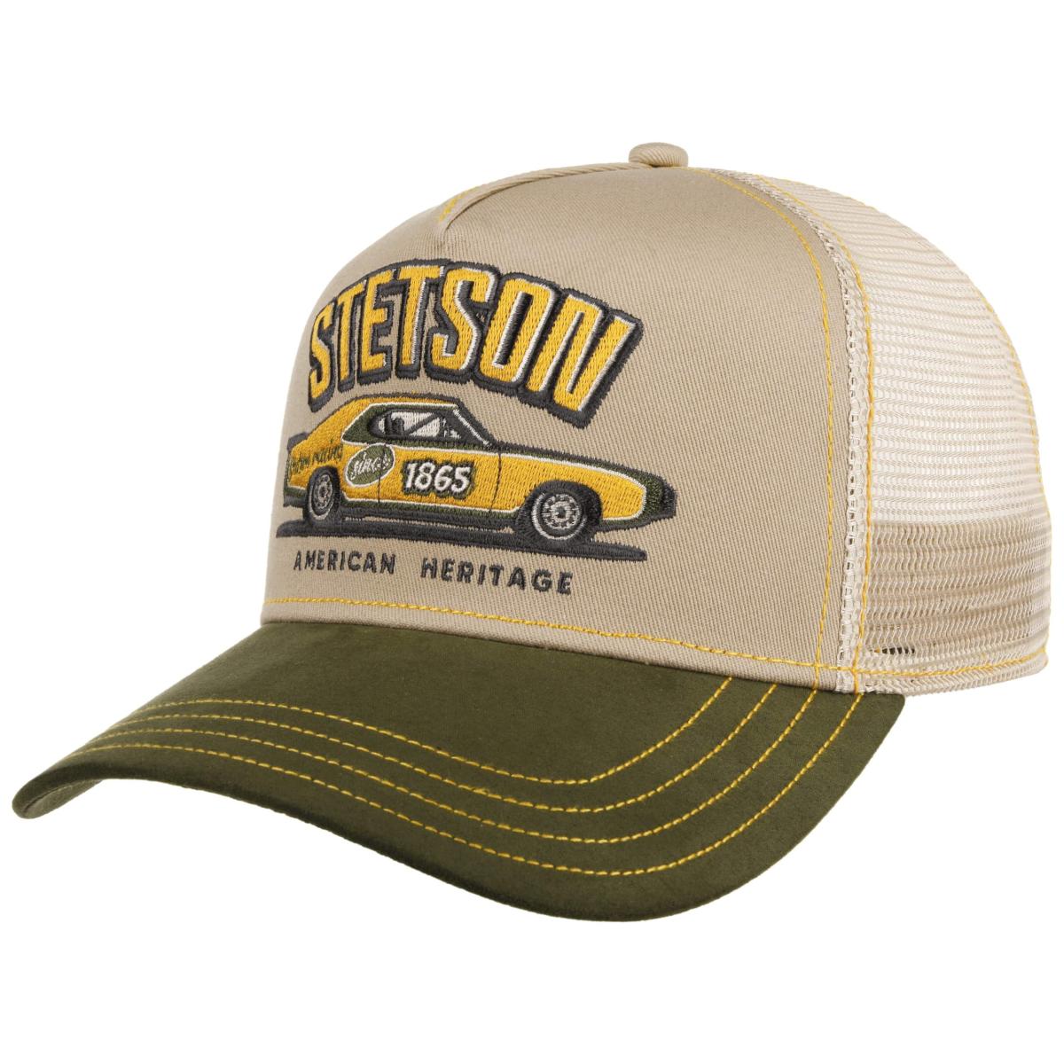 Cappellino Trucker Muscle car heritage beige verde Stetson