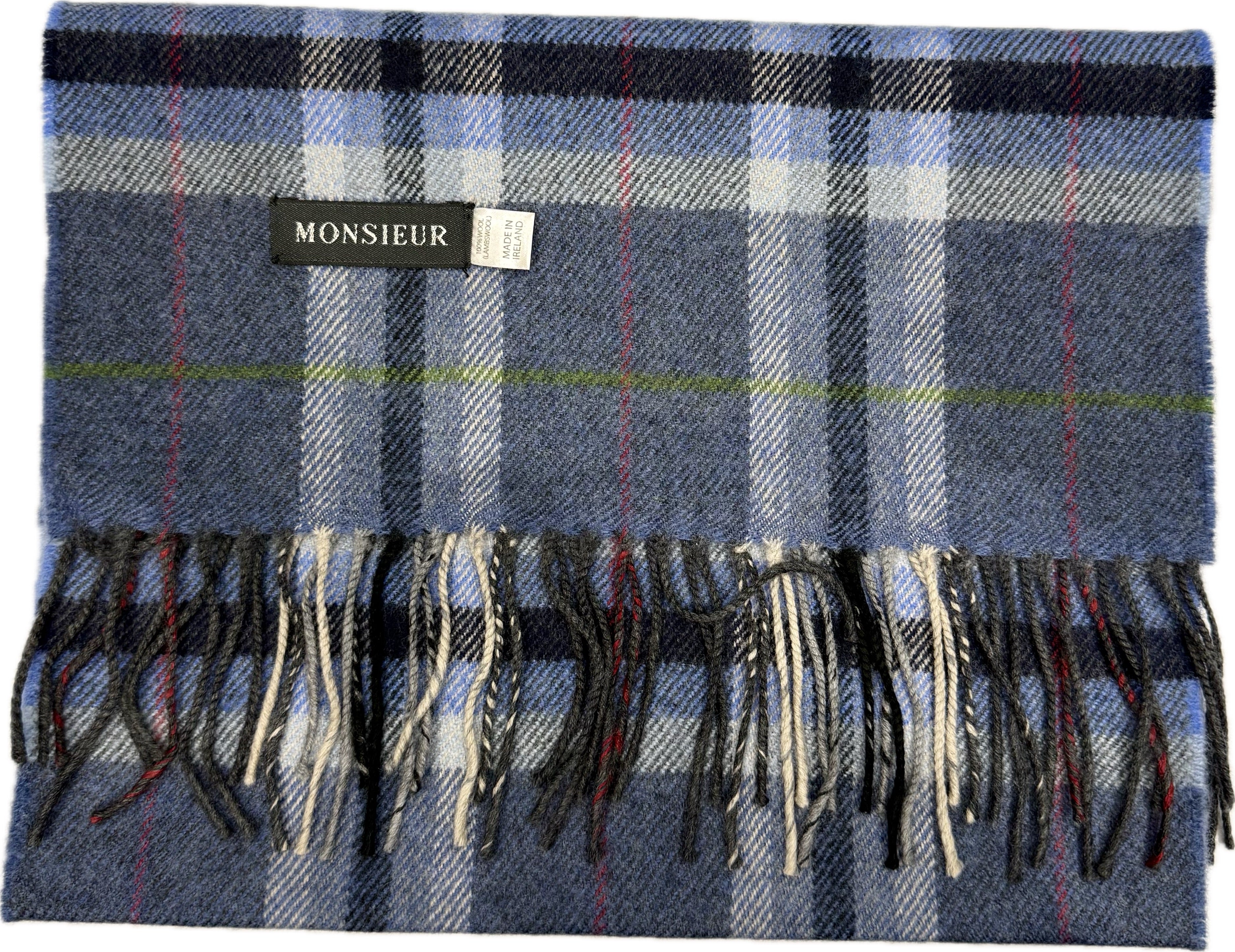 Sciarpa check luxury wool avio blu verde Monsieur