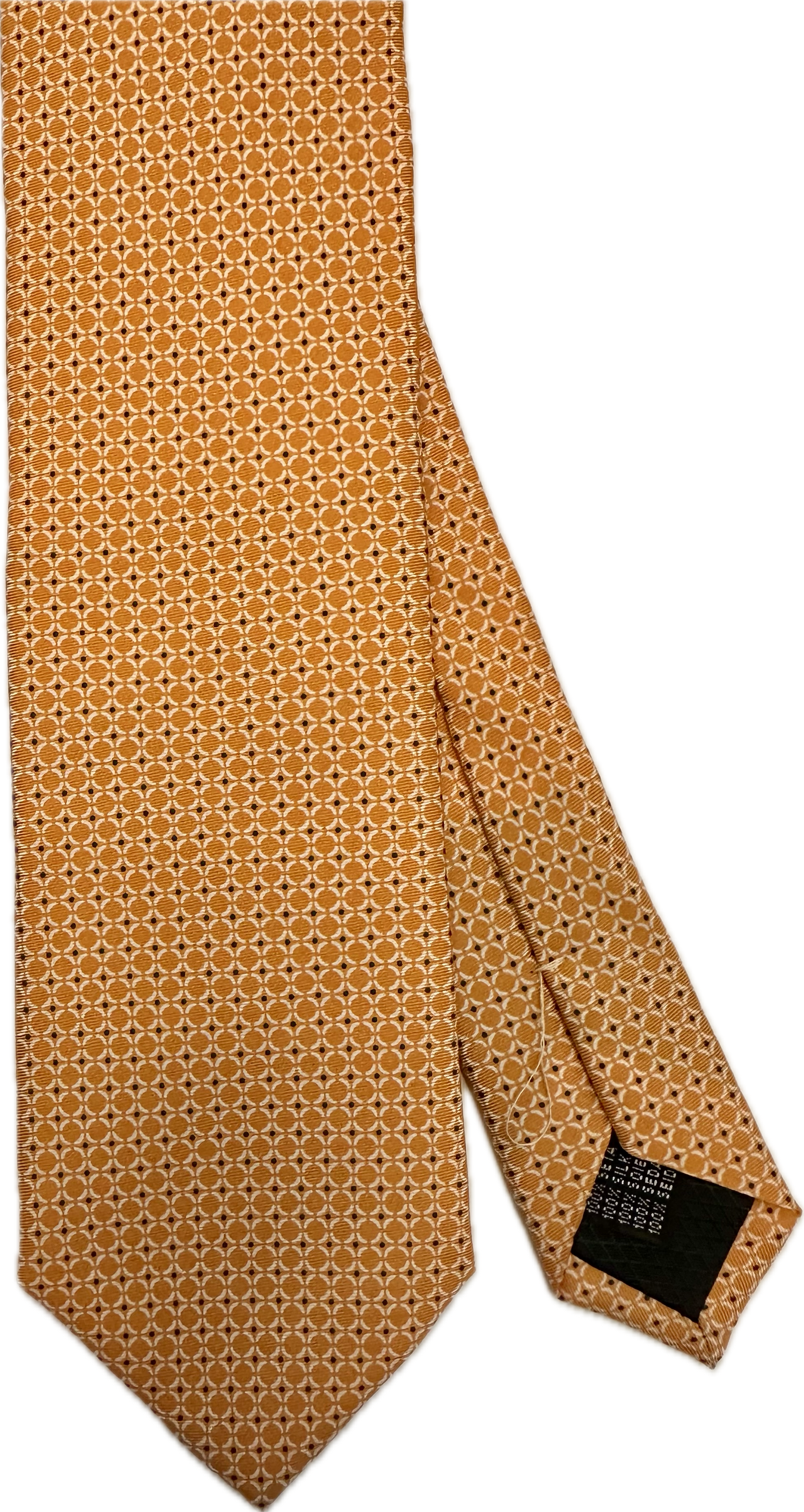 Cravatta seta fantasia geometrica arancione Monsieur