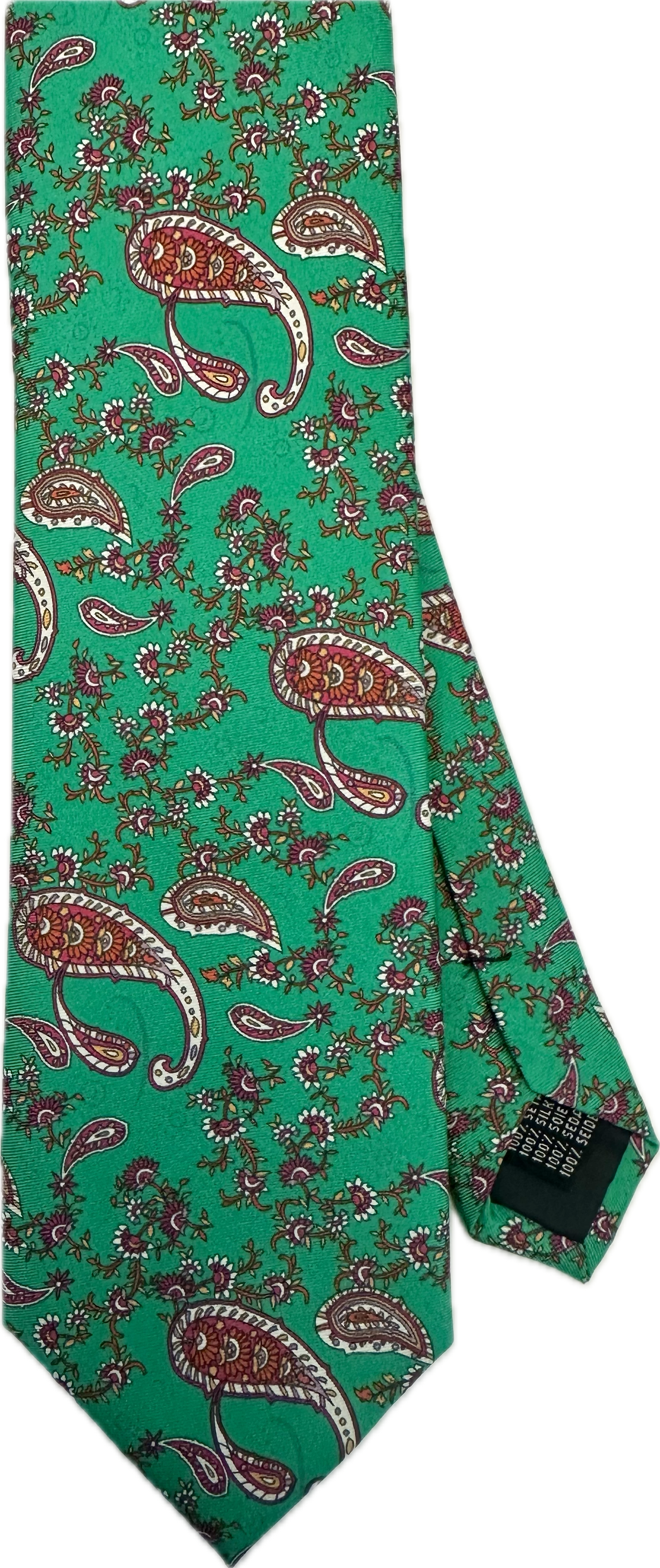 Cravatta seta fantasia paisley smeraldo Monsieur