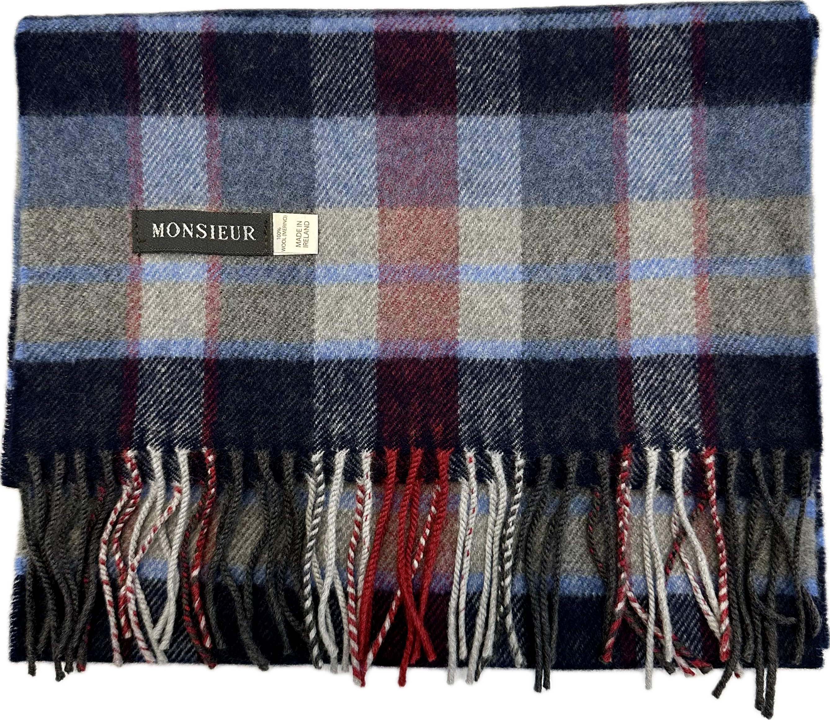 Sciarpa check luxury wool navy avio grigia bordeaux Monsieur