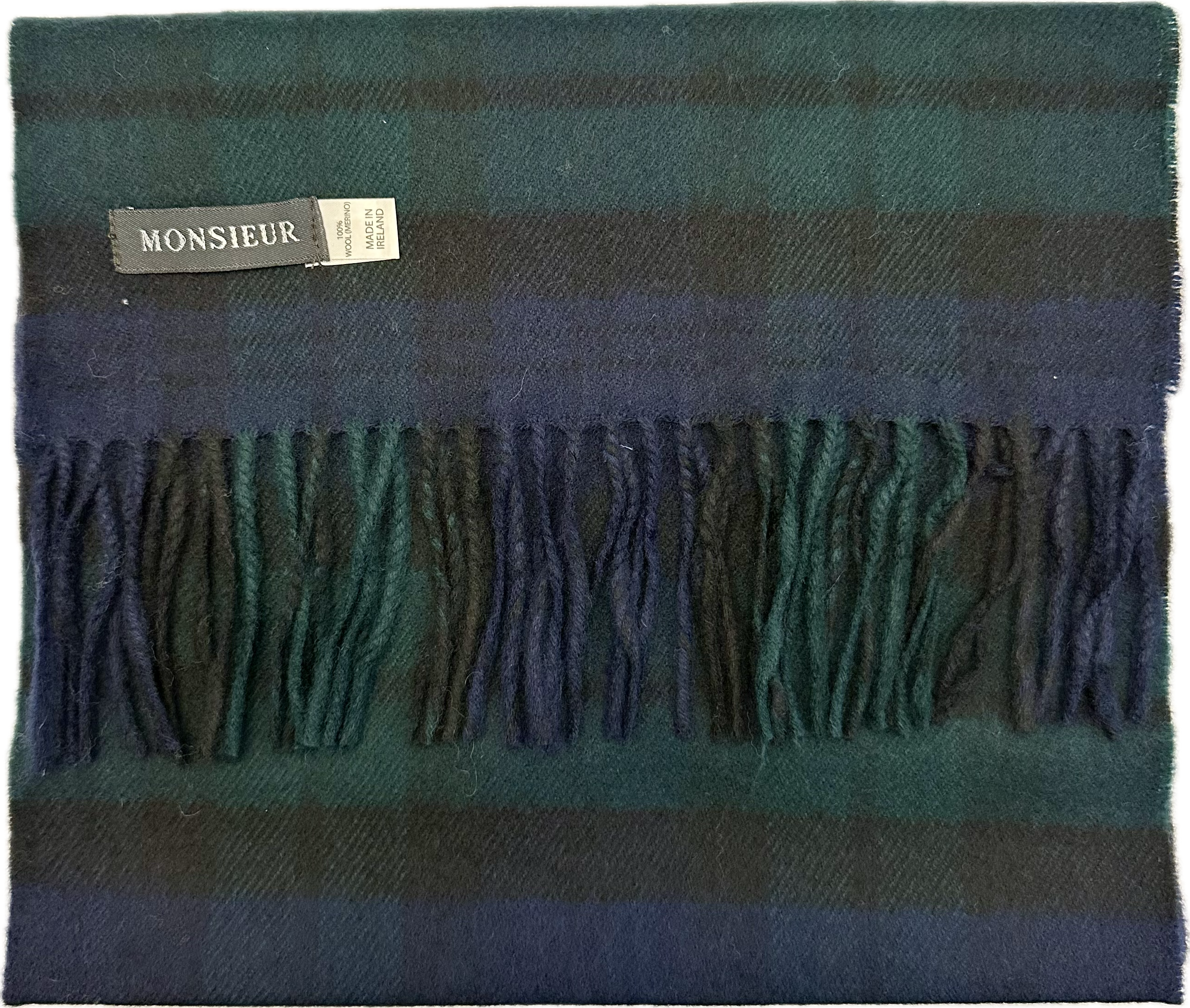 Sciarpa check luxury wool black watch blu verde Monsieur