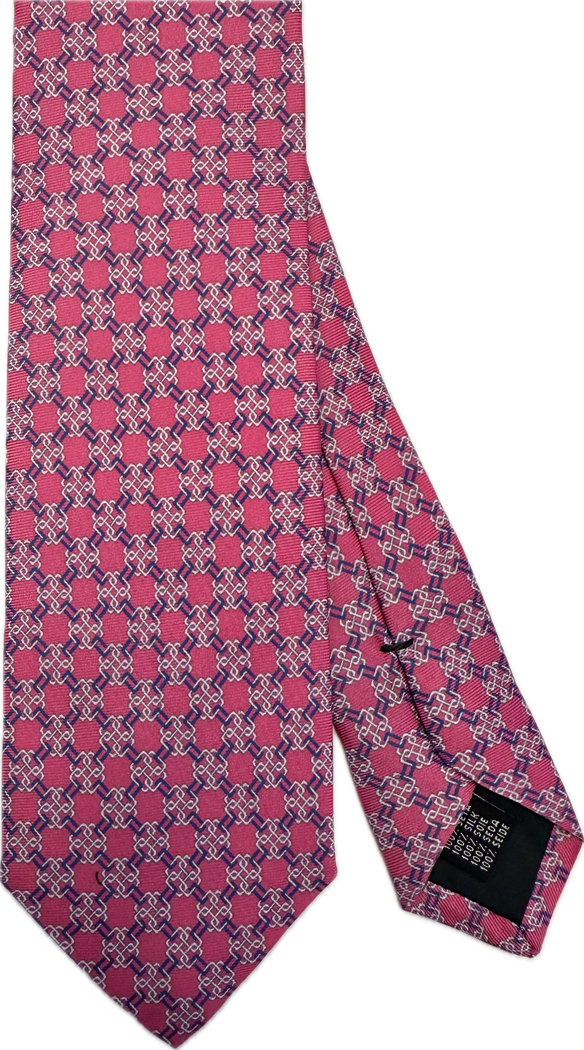 Cravatta seta fantasia geometrica fucsia Monsieur