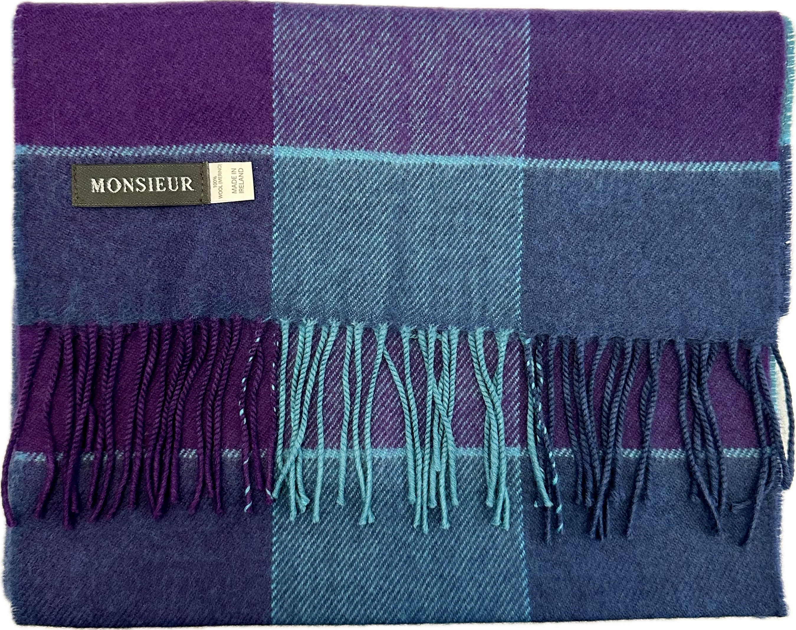 Sciarpa check luxury wool viola turchese Monsieur