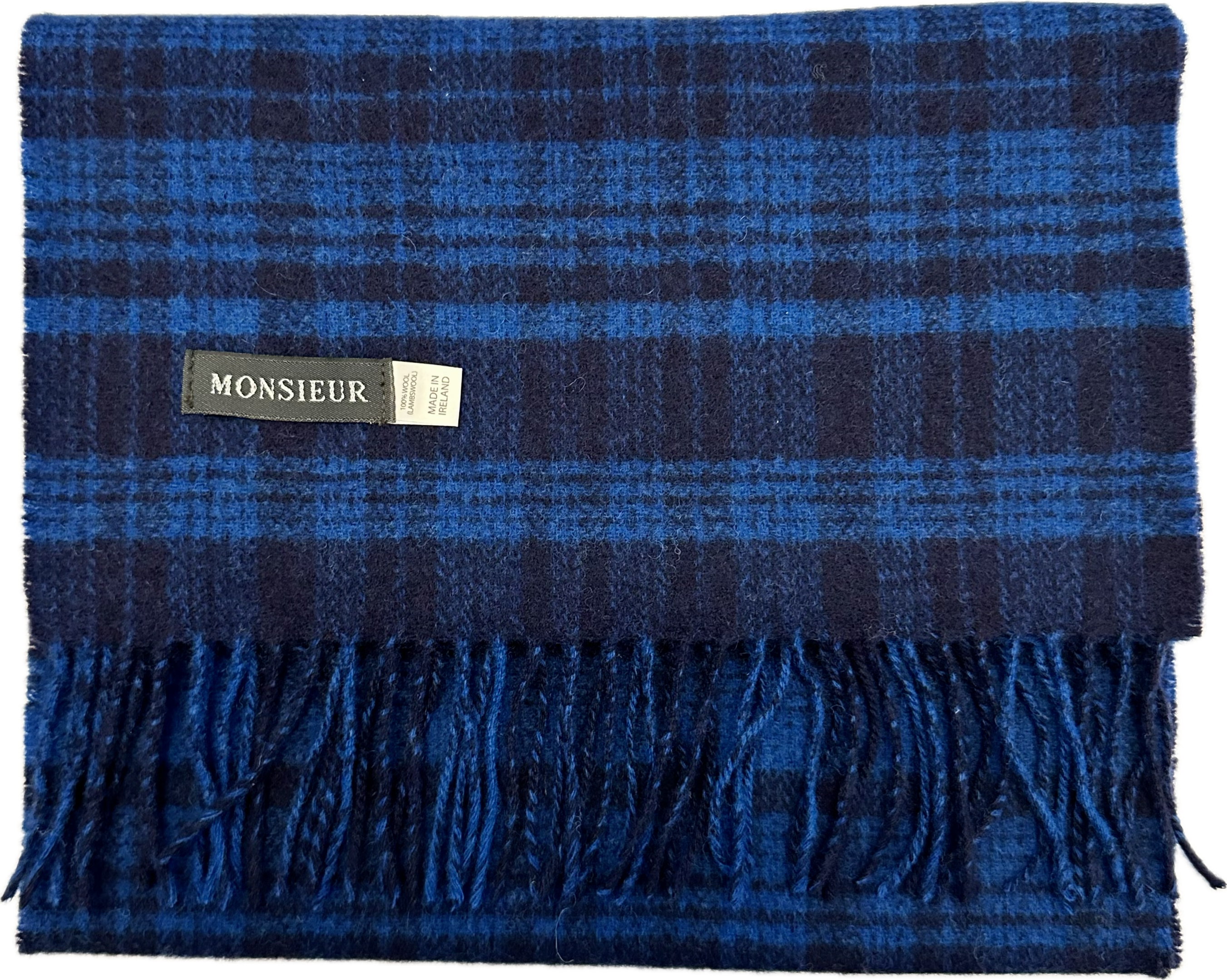 Sciarpa lambswool check navy cobaltoMonsieur